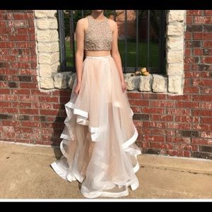 Champagne halter prom dress